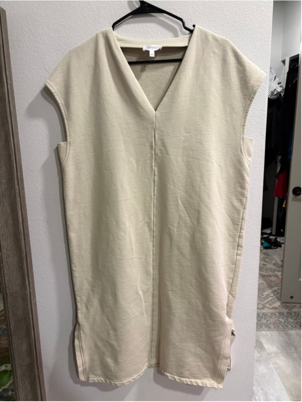 Haven Well Within Organic Cotton V‑Neck Sleeveless Lounge Dress Tunic Size S